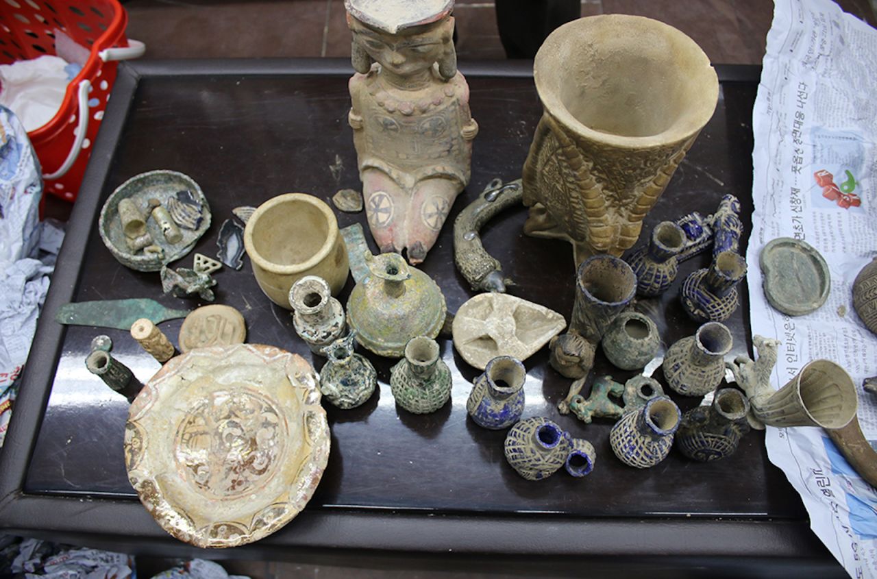 Some of more than 900 items recovered by customs officials at Kabul's international airport.