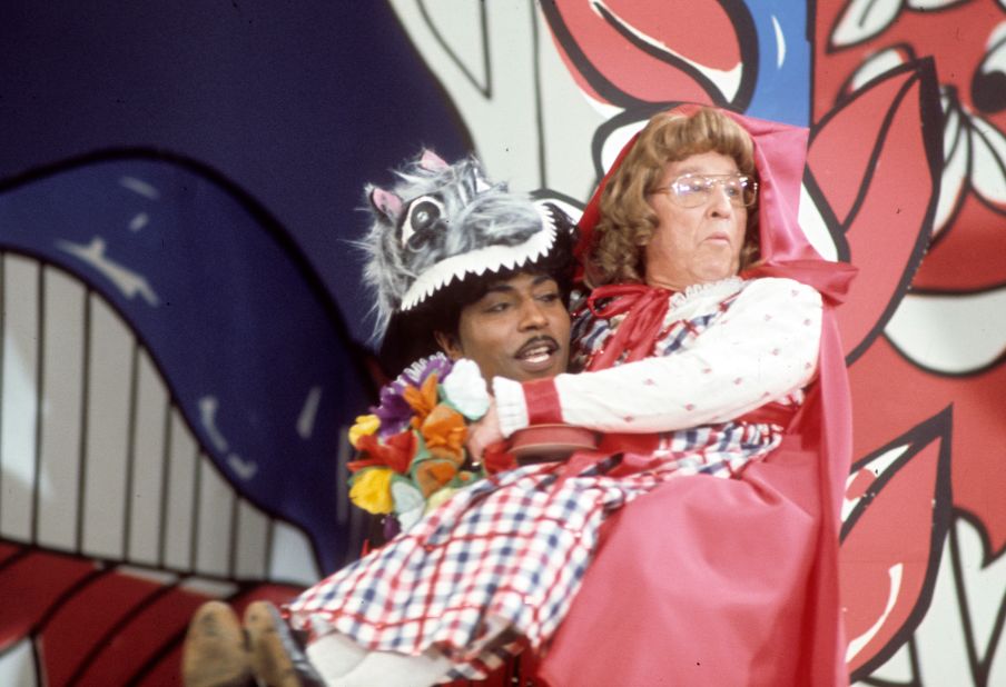 Little Richard and George Gobel appear during the filming of an episode of the TV show "Donny & Marie" in 1976.
