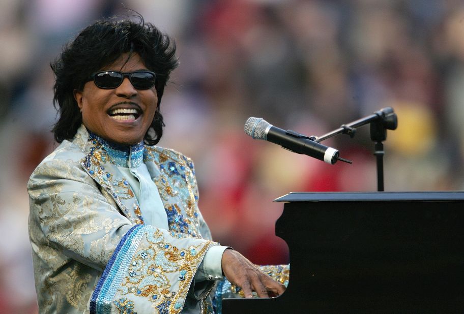 Little Richard performs during the halftime show of the Liberty Bowl in Memphis in 2004.