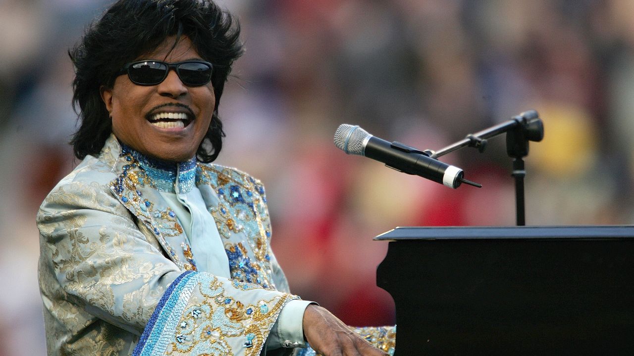 Little Richard performs during the halftime show of the AutoZone Liberty Bowl in Memphis in 2004.