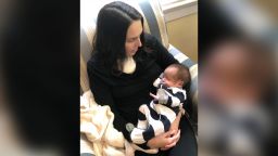 Alicia Kappers meets her weeks old son Laith after he was released from the hospital on May 6, 2020.