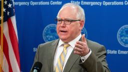 Governor Tim Walz speaks during a press conference Tuesday, May 5, 2020  (Glen Stubbe/Star Tribune via AP, Pool)