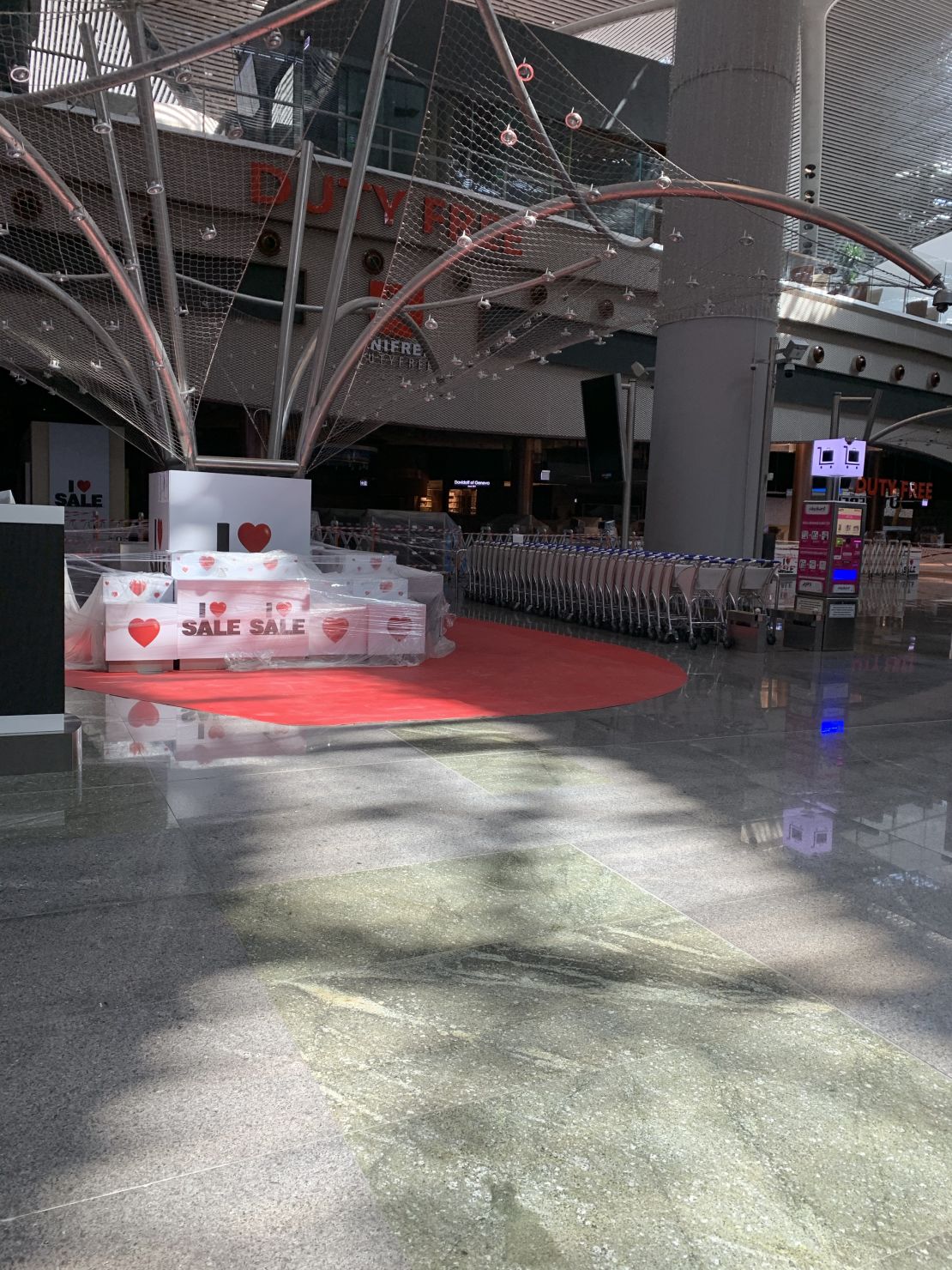 Closed shops and empty spaces at Istanbul's airport.