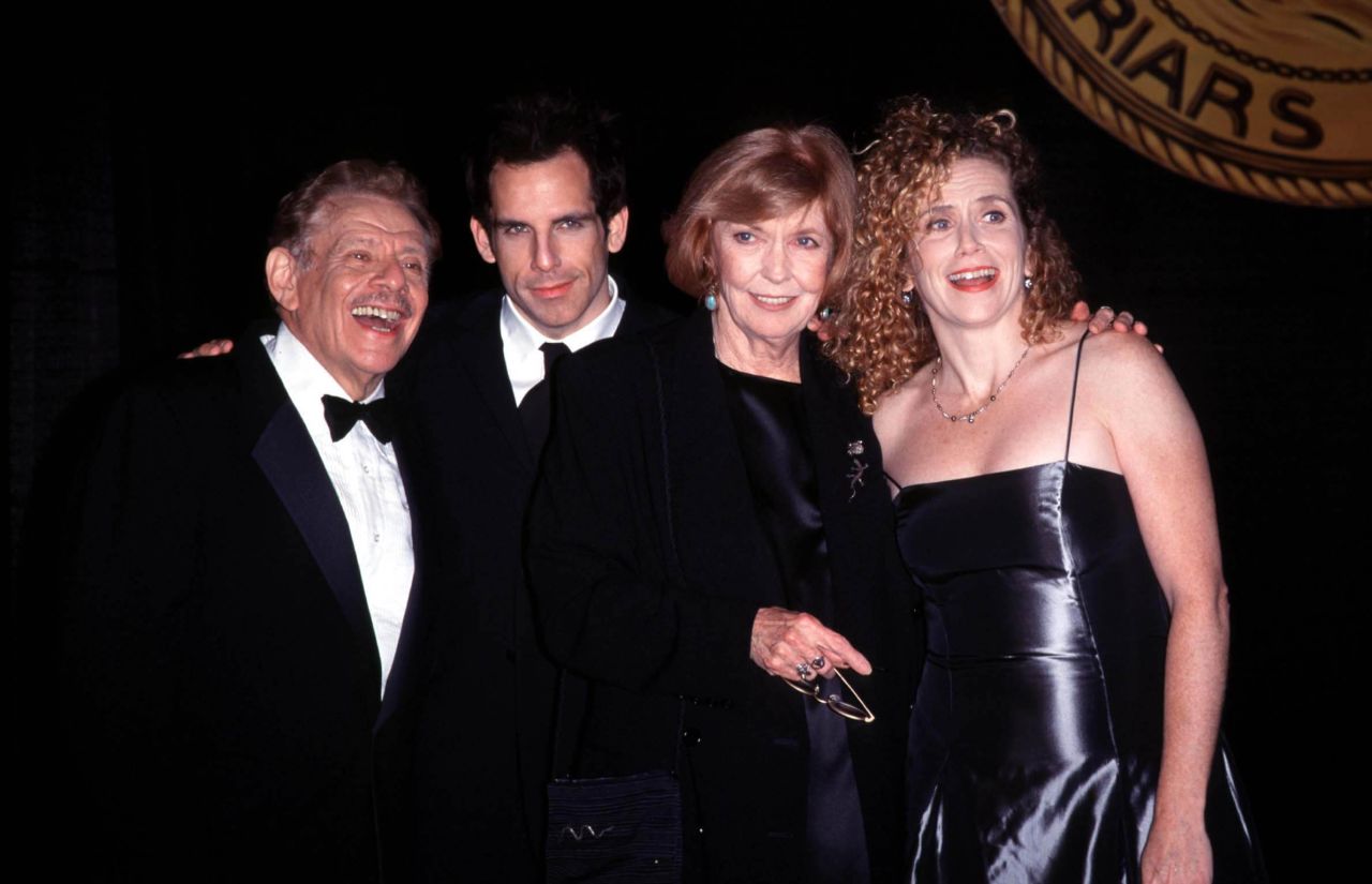 Stiller, Meara and their two children attend his New York Friars Club roast in 1999.