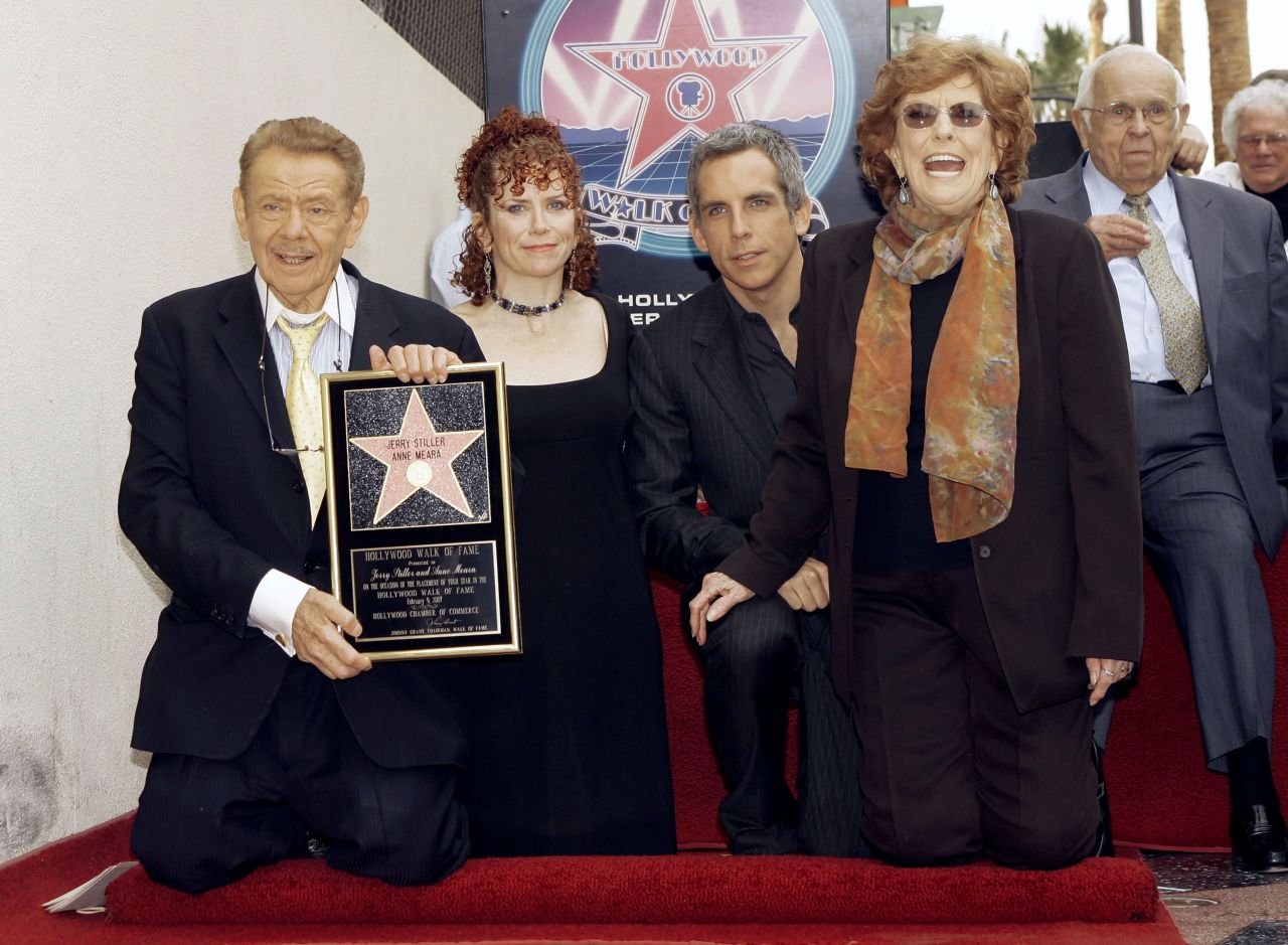 Stiller and Meara, joined by their children, are honored with a star on the Hollywood Walk of Fame in 2007.