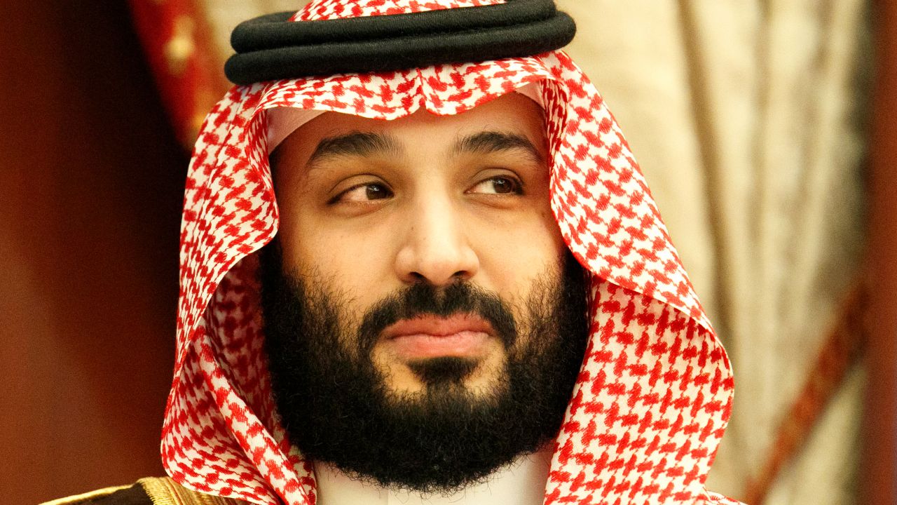 Saudi Arabia's Crown Prince Mohammed bin Salman is pictured during a meeting with the US secretary of state.