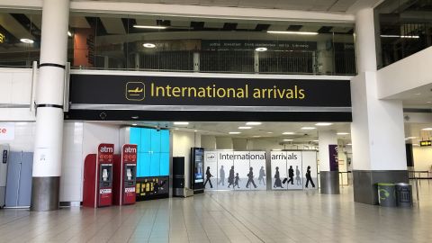 Normally bustling, Gatwick's south terminal arrivals hall was near empty last month.