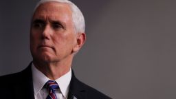 U.S. Vice President Mike Pence listens during a news conference at the White House in Washington D.C., U.S. on Monday, April 20, 2020. 