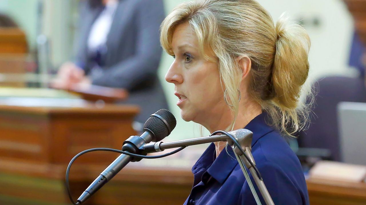 California Assemblywoman Christy Smith, a Democrat from Santa Clarita, speaks in a June 2019 session of the California Assembly in Sacramento. 