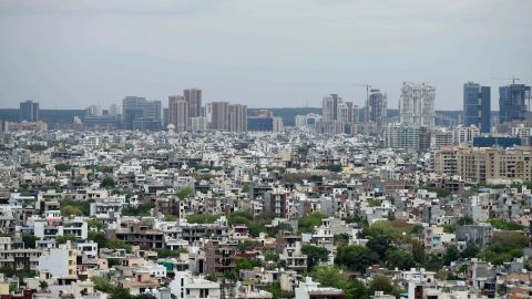 A view of clear blue skies and clean air during a nationwide lockdown to curb spread of coronavirus in Gurugram, India, on April 20.