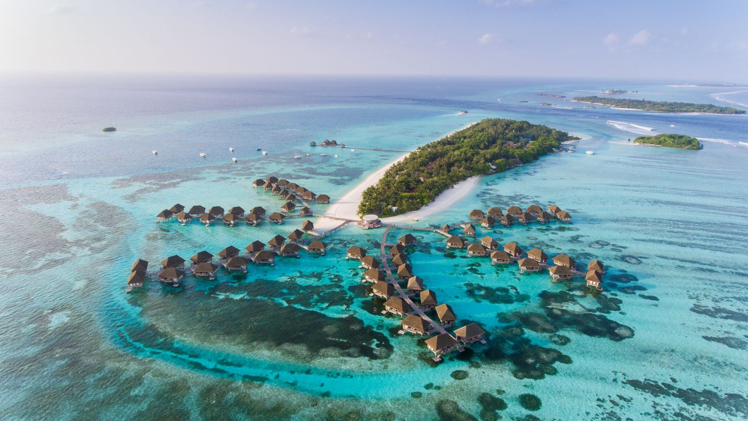 Maldives bungalow aerial