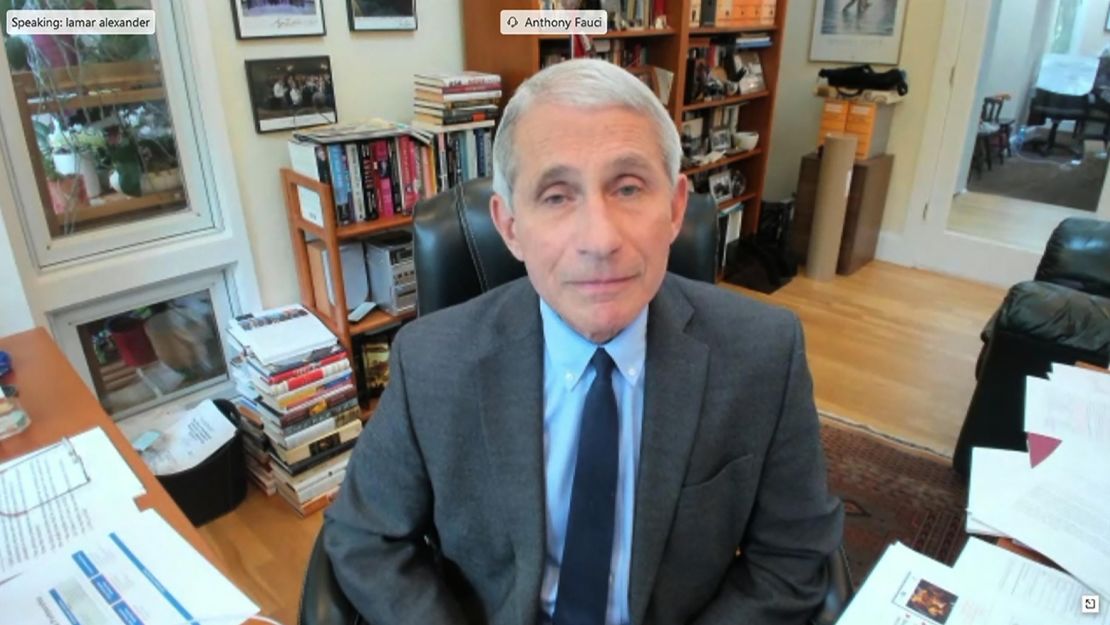 Dr. Anthony Fauci is seen in this screengrab at the start of his testimony Tuesday.