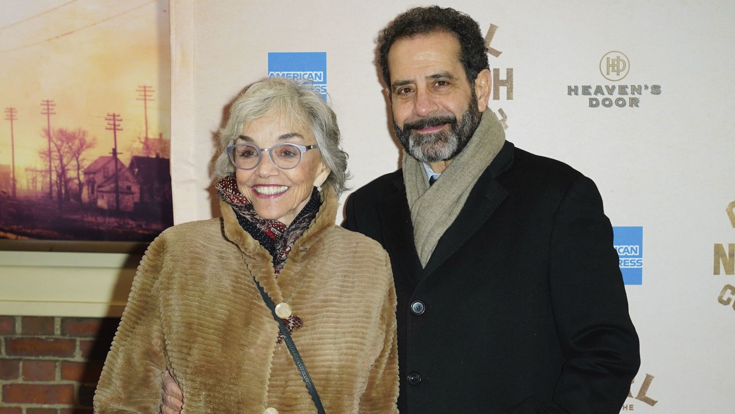Tony Shalhoub, right, with his wife Brooke Adams at "Girl From The North Country" Broadway opening at the Belasco Theatre in New York City.