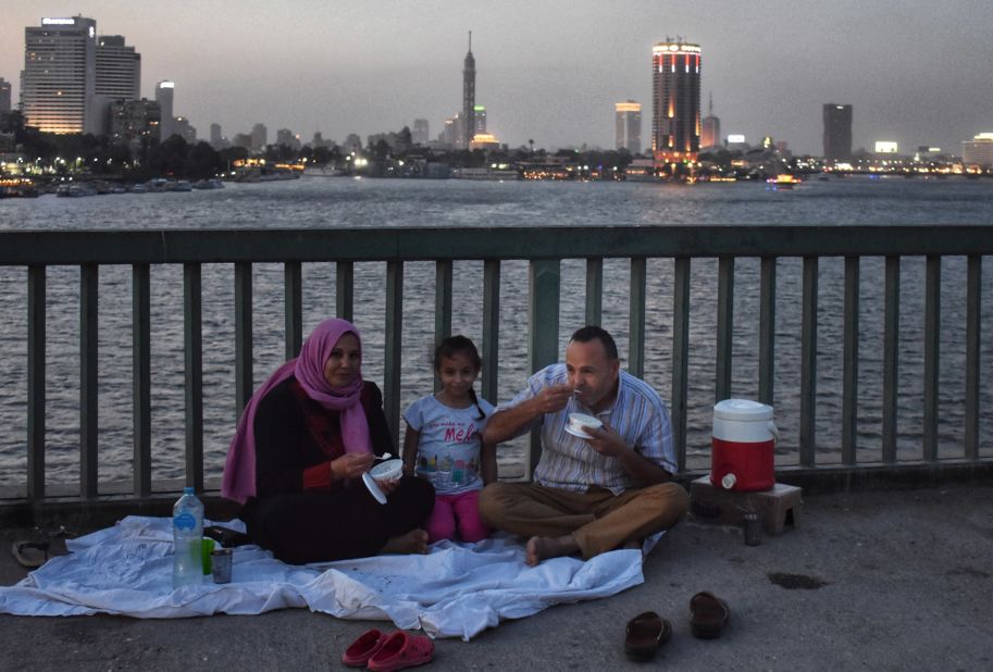 A family breaks their fast in Cairo on May 11.