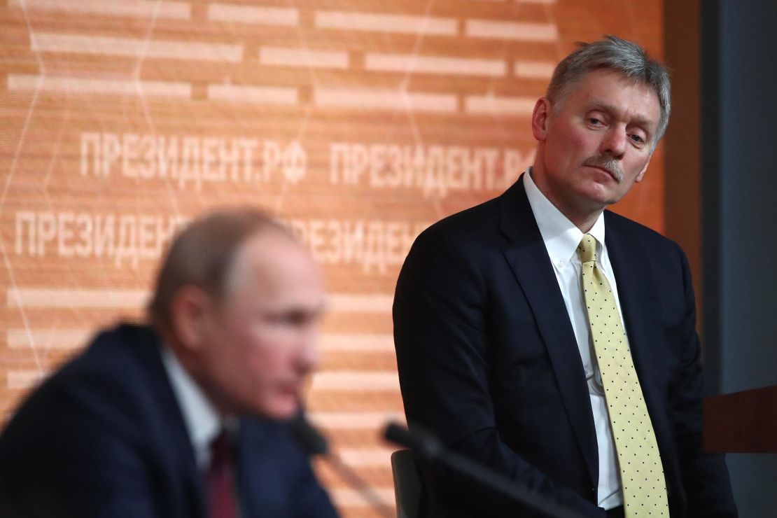 Putin and Peskov pictured in Moscow in December. 