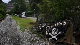 STOLLINGS, WV -SEP 01: An ominous sign painted on some rocks in Logan County, West Virginia speaks to the issue that drugs are a big problem in rural West Virginia.-The Mingo County town of Gilbert, West Virginia has an opiate problem that belies its small size. There's only about 450 residents but the overdose issue has impacted the community hard. The town has more pharmacies than other towns of similar size. (Photo by Michael S. Williamson/The Washington Post via Getty Images)