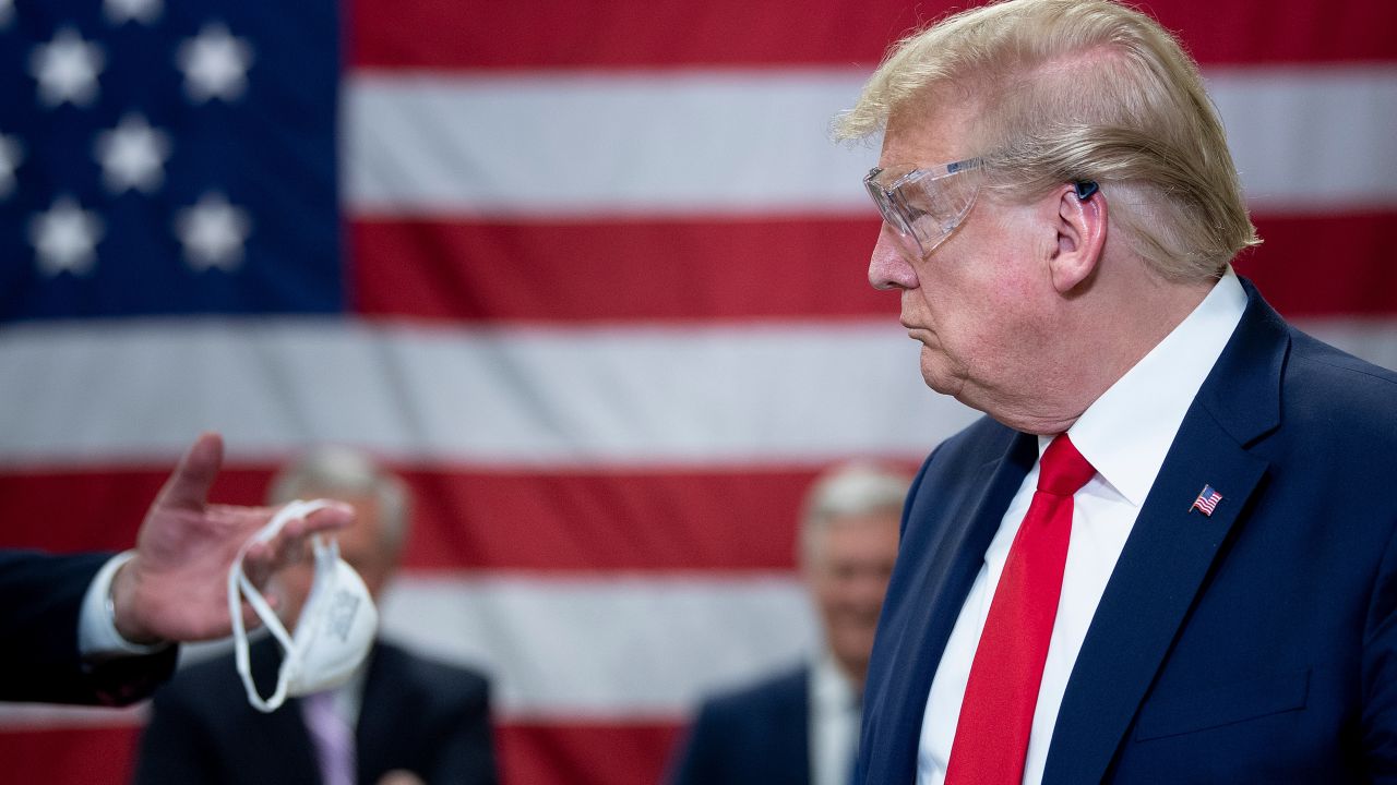 President Trump toured a Honeywell factory that produces N95 masks, May 5, but declined to wear one publicly.
