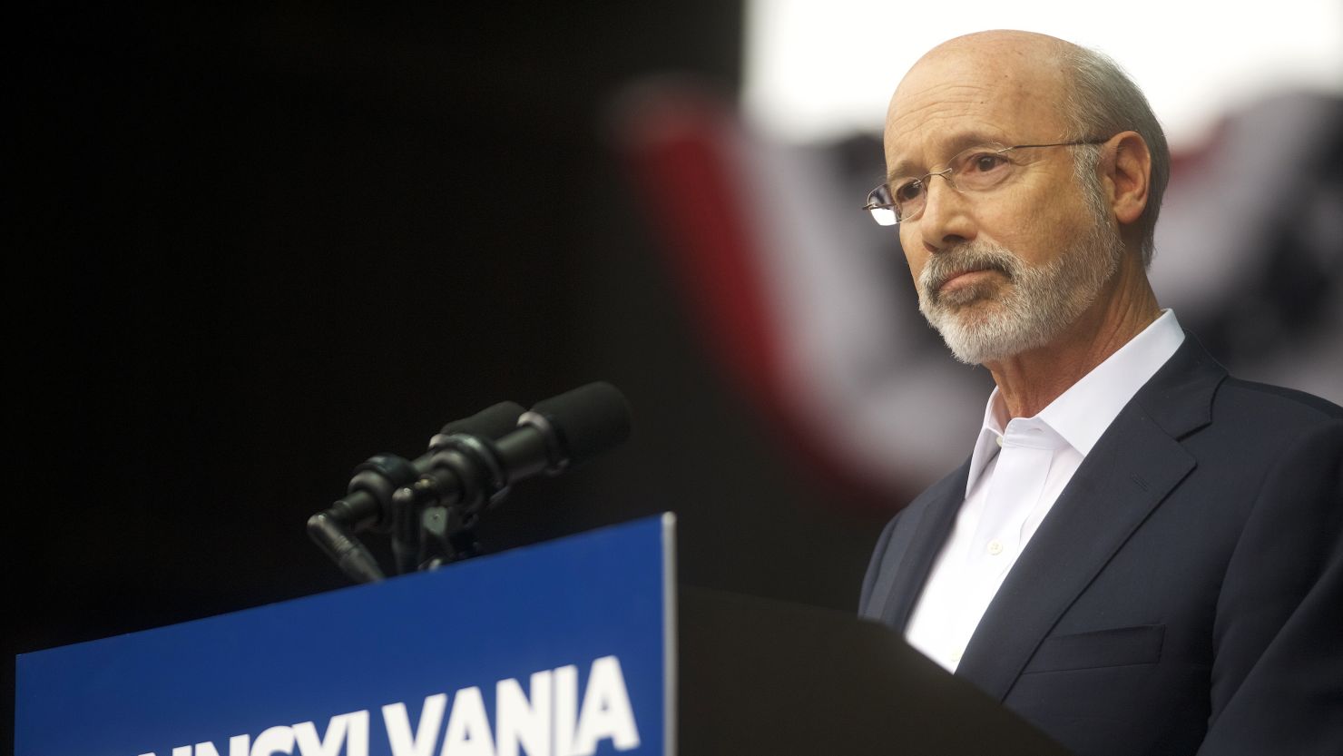 Pennsylvania Gov. Tom Wolf addresses supporters before former President Barack Obama speaks during a campaign rally for statewide Democratic candidates on September 21, 2018, in Philadelphia, Pennsylvania. 