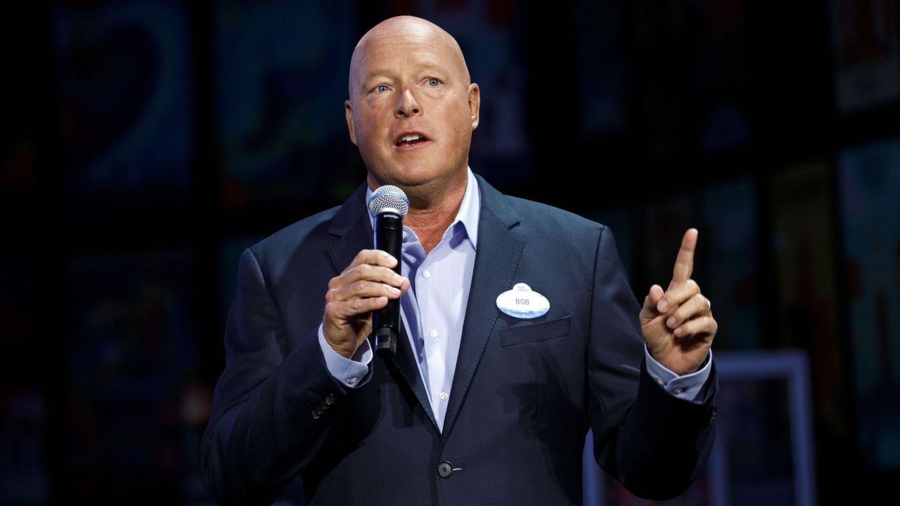 Disney CEO Bob Chapek speaks during a media preview of the D23 Expo 2019 last year in Anaheim, California. 