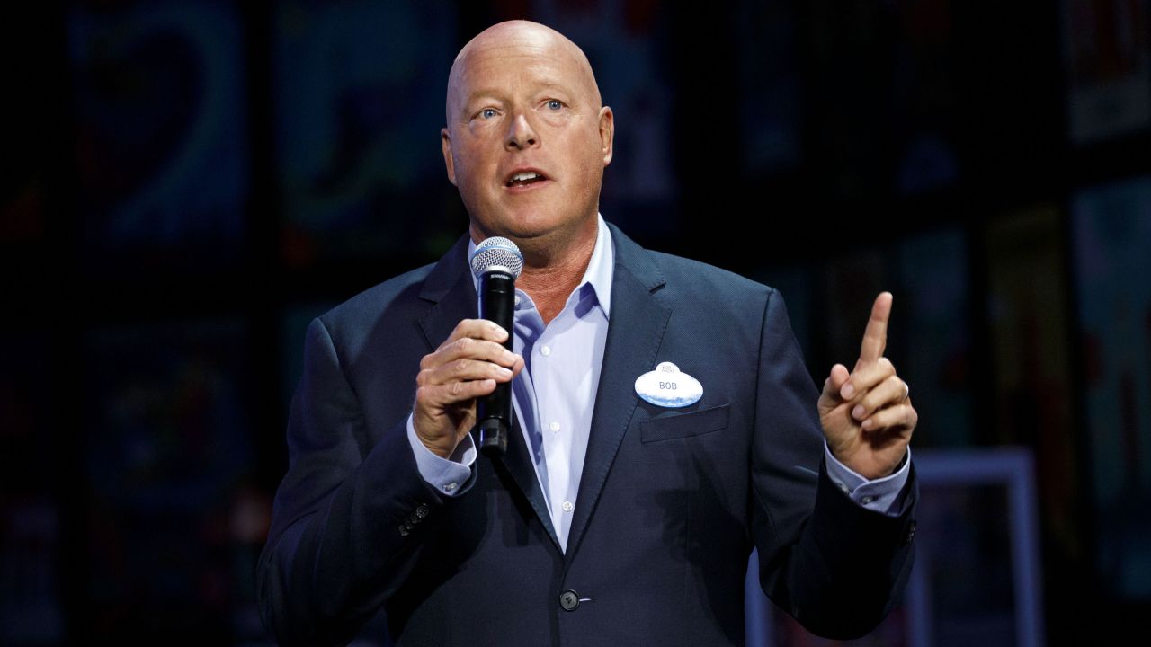 Disney CEO Bob Chapek speaks during a media preview of the D23 Expo 2019 last year in Anaheim, California.
