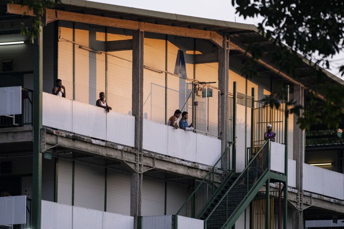 Migrant workers in the Cochrane Lodge II, a dormitory in Singapore under lockdown on April 18.