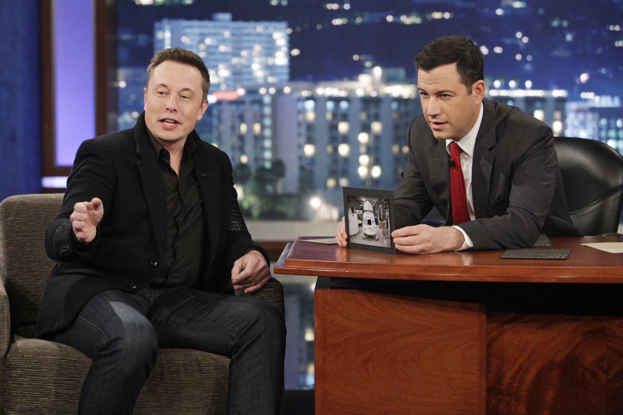 Musk appears on the late-night talk show "Jimmy Kimmel Live" in 2013.