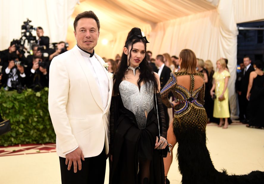 Musk and his girlfriend, singer Grimes, attend the Met Gala in New York in 2018.