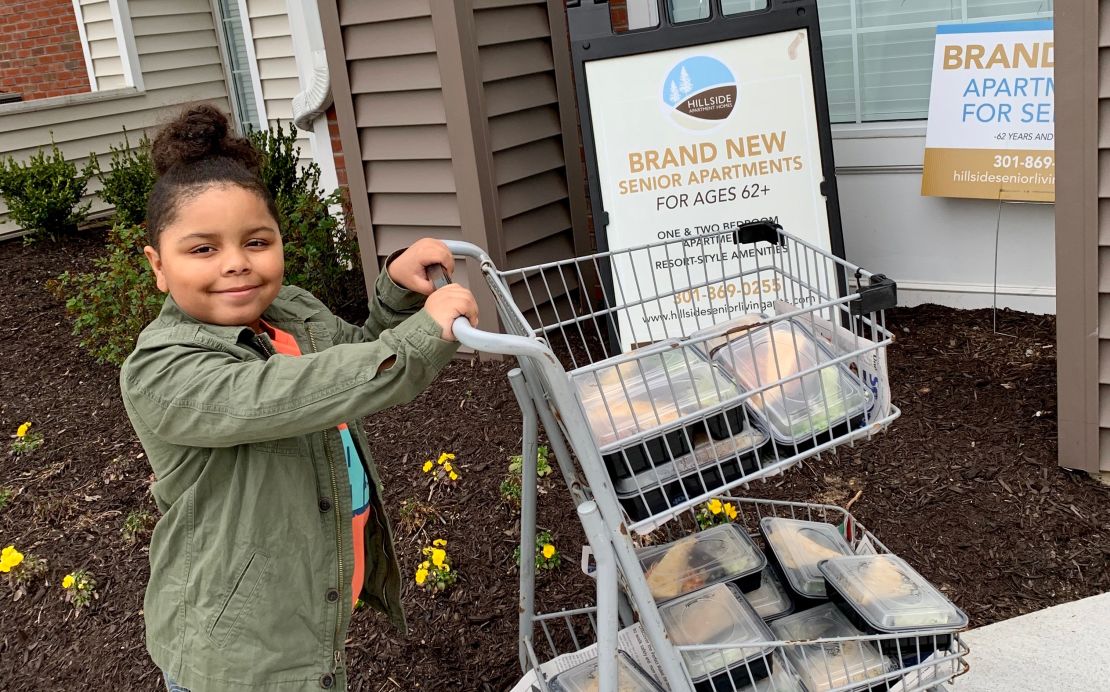 Cavanaugh Bell, 7, delivers care packages to seniors and opened a community pantry.