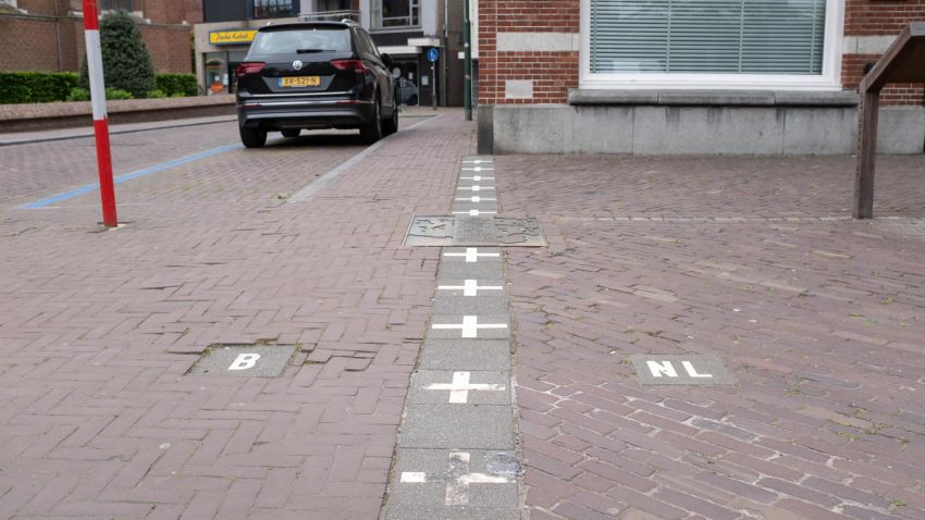 The border between the Netherlands and Belgium bisects Baarle-Nassau and Baarle-Hertog.