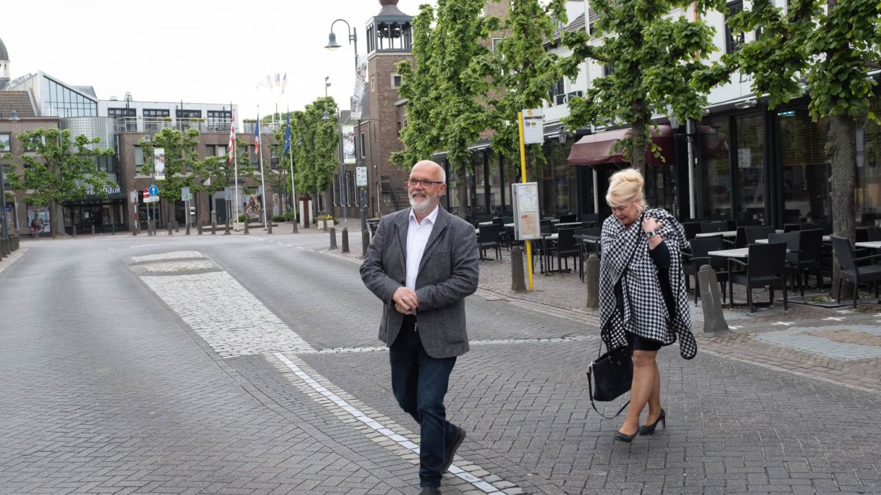 The twin mayors of Baarle: Frans de Bont, of Baarle-Hertog, Belgium, and Marjon de Hoon-Veelenturf, of Baarle-Nassau, The Netherlands.