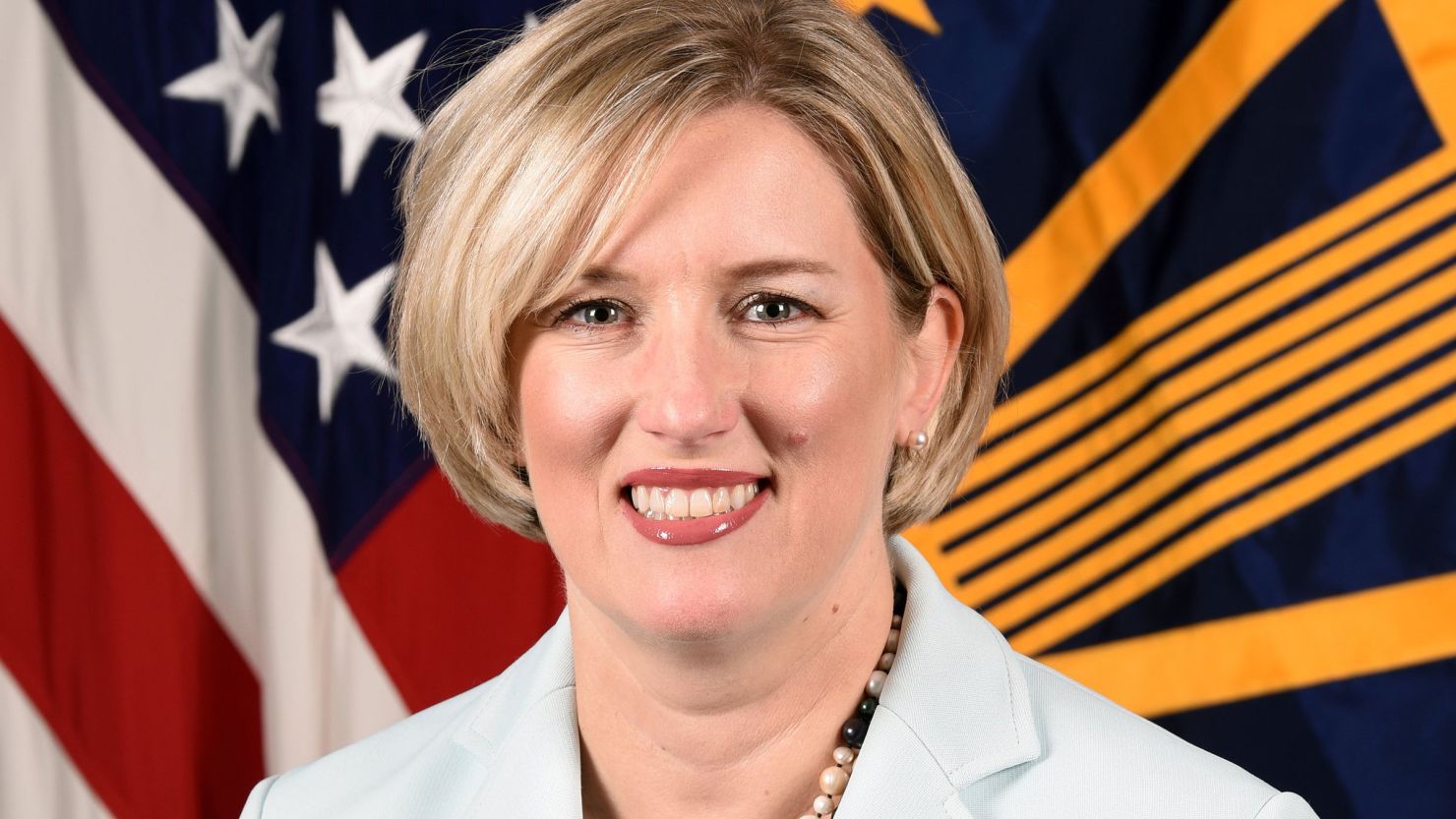 Jennifer Santos, poses for her official portrait in the Army portrait studio at the Pentagon in Arlington, Va, July 24, 209.