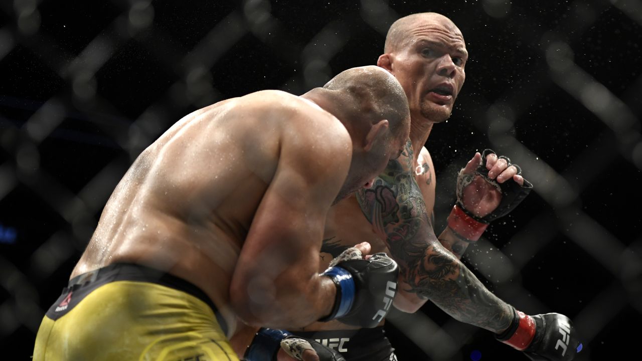 Smith punches Teixeira during the UFC Fight Night at VyStar Veterans Memorial Arena on May 13.