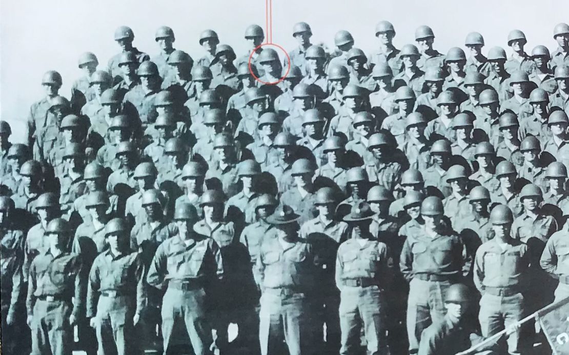 Walter Nicklin (circled) with his Army Basic Training company in the fall of 1967.