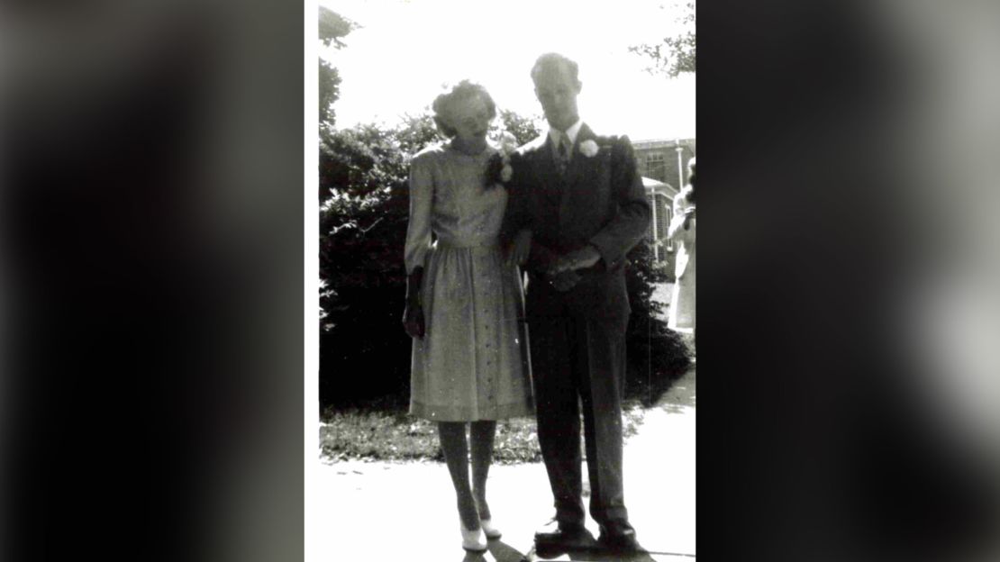 Billie and her husband Harmon Shelley the first Sunday after they were married,  June 4, 1944.