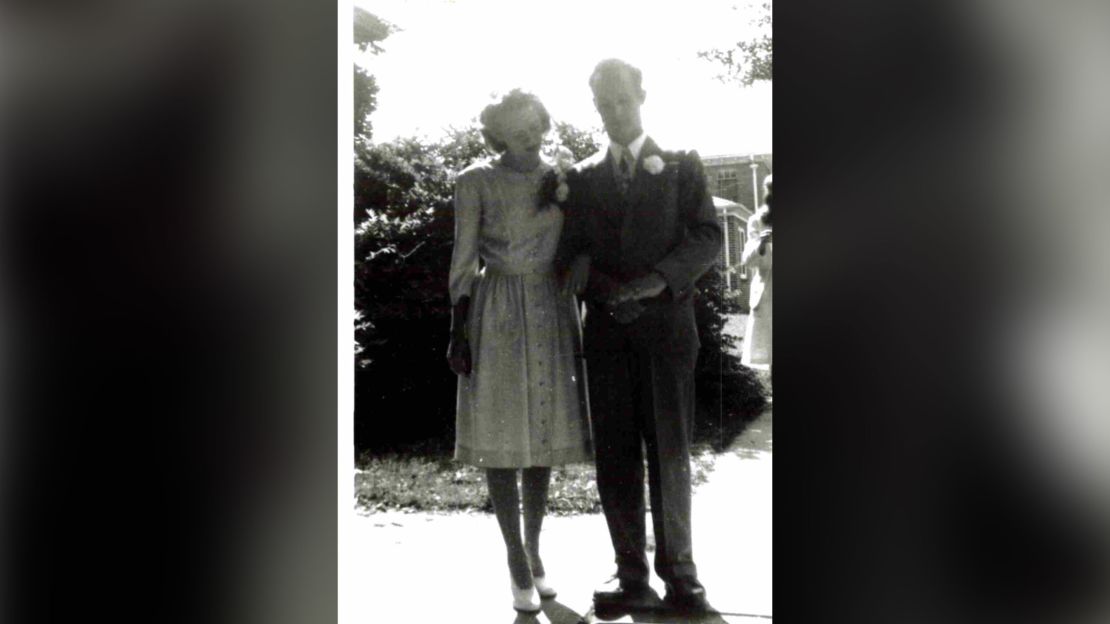 Billie and her husband Harmon Shelley the first Sunday after they were married, June 4, 1944.