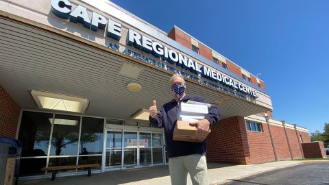 John Lynch delivers iPads to Cape Regional Medical Center in Cape May, New Jersey.