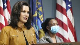 Michigan Gov. Gretchen Whitmer addresses the state during a speech in Lansing, Michigan, on Thursday, May 7. 
