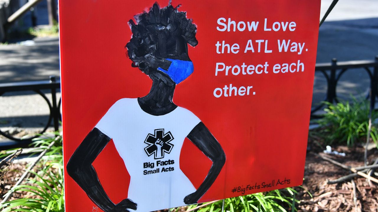 A yard sign in Atlanta on May 7, 2020. Georgia has more than 35,000 confirmed Covid-19 cases.