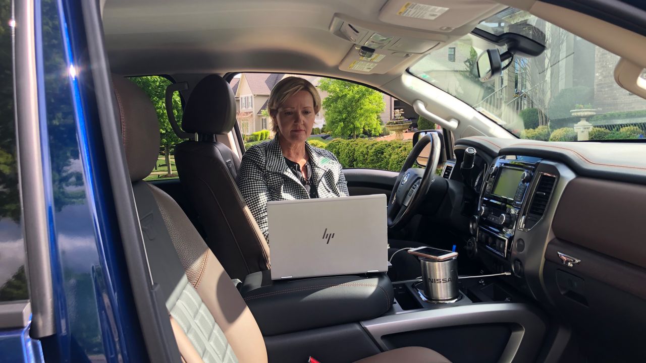 When Judy Wheeler needs a change of scenery when working from home she hops into her car to get some work done.