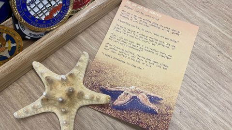 "The Boy And The Starfish" by Loren Eisley is a short story that Allwang keeps at her desk as a reminder of the vital work she is doing.