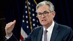 Jerome Powell, chairman of the U.S. Federal Reserve, speaks during a news conference in Washington, D.C., U.S., on Tuesday, March 3, 2020. The U.S. Federal Reserve delivered an emergency half-percentage point interest rate cut today in a bid to protect the longest-ever economic expansion from the spreading coronavirus. Photographer: Andrew Harrer/Bloomberg via Getty Images