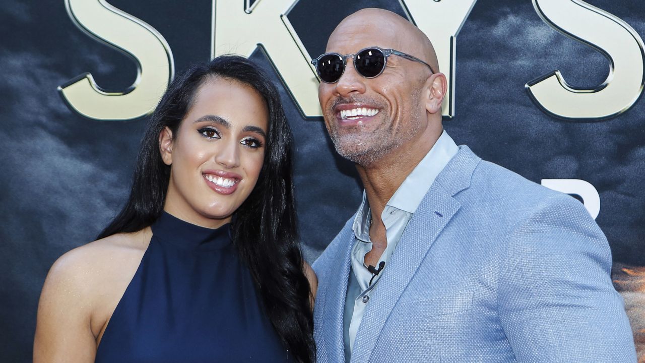 Actor Dwayne Johnson and his daughter Simone Alexandra Johnson attend the premiere of 'Skyscraper' in New York, on July 10, 2018. 