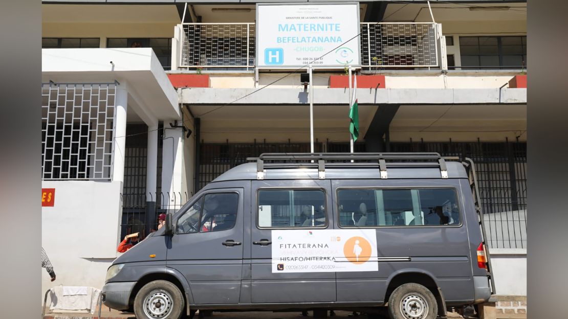 One of the buses provided to transport pregnant women to hospitals for medical care.