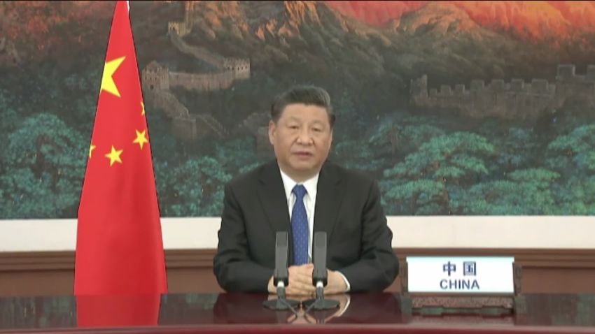 Chinese President Xi Jinping delivers remarks during the opening ceremony of the World Health Assembly on Monday, May 18.