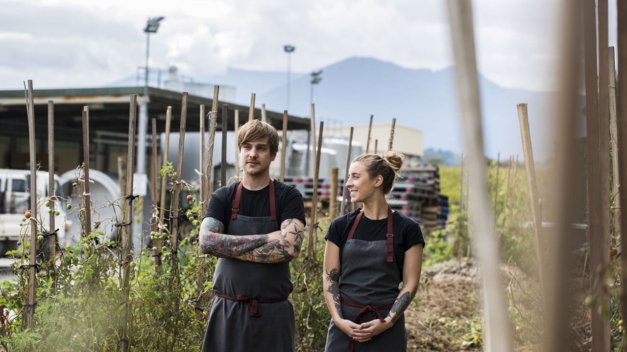 Matt Stone and Jo Barrett, co-executive chefs at Yarra Valley restaurant Oakridge.