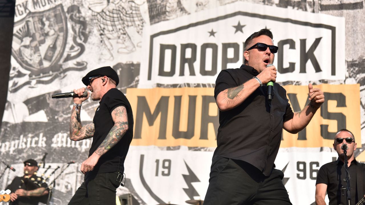 Al Barr and Ken Casey of Dropkick Murphys perform during the 2019 Aftershock Music Festival at Discovery Park on October 11, 2019 in Sacramento, California.