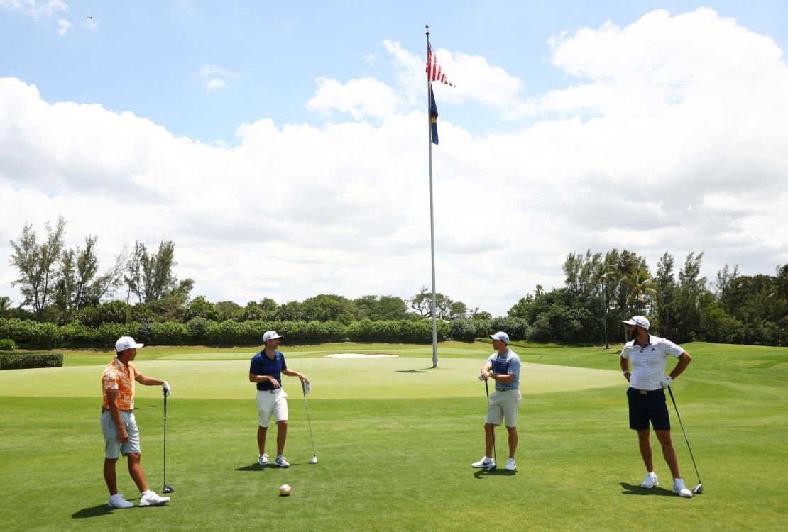Rickie Fowler, Matthew Wolff, Rory McIlroy and Dustin Johnson compete at the TaylorMade Driving Relief match. 