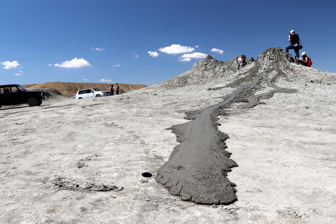 The researchers captured this image of mud flowing from a mud volcano in Azerbaijan.