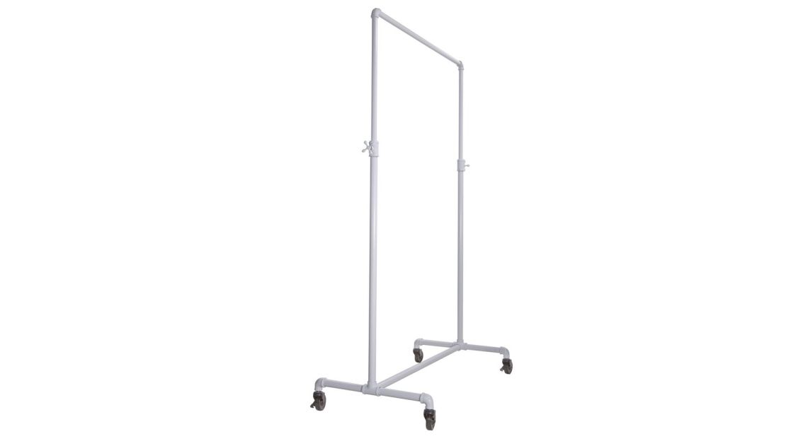 Pipeline Adjustable Height White Rolling Garment Rack