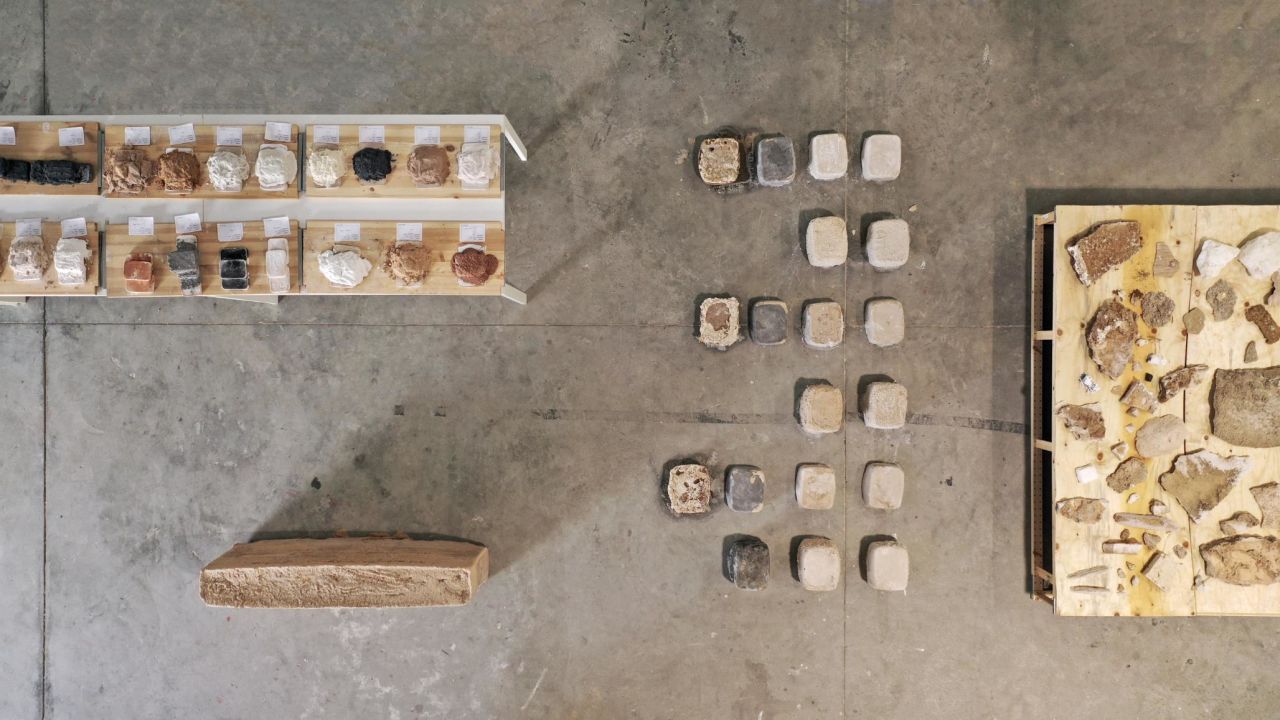 Precast blocks of brine-based cement created by Al Awar, Teramoto and their academic collaborators.